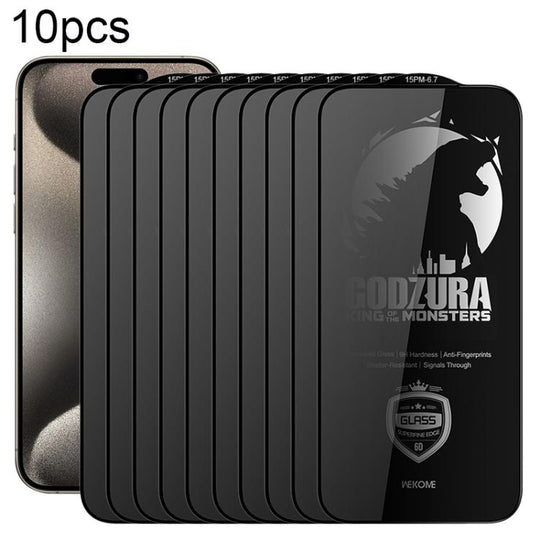 For iPhone 15 Pro Max WK WTP-125 10pcs 6D Curved Ultra-Fine Edge Privacy Full-Screen Tempered Glass Film(Transparent)