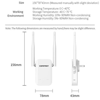 COMFAST CF-WR301S V3 300Mbps Wireless Repeater Router WiFi Signal Amplifier, Plug:AU Plug(White) - Broadband Amplifiers by COMFAST | Online Shopping UK | buy2fix