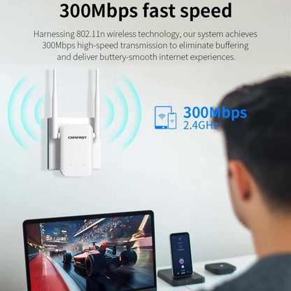 COMFAST CF-WR301S V3 300Mbps Wireless Repeater Router WiFi Signal Amplifier, Plug:EU Plug(White) - Broadband Amplifiers by COMFAST | Online Shopping UK | buy2fix