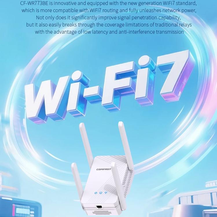 COMFAST CF-WR773BE 3570Mbps WiFi7 Signal Extender Dual Band Gigabit Wireless Repeater, Plug:EU Plug(White) - Broadband Amplifiers by COMFAST | Online Shopping UK | buy2fix