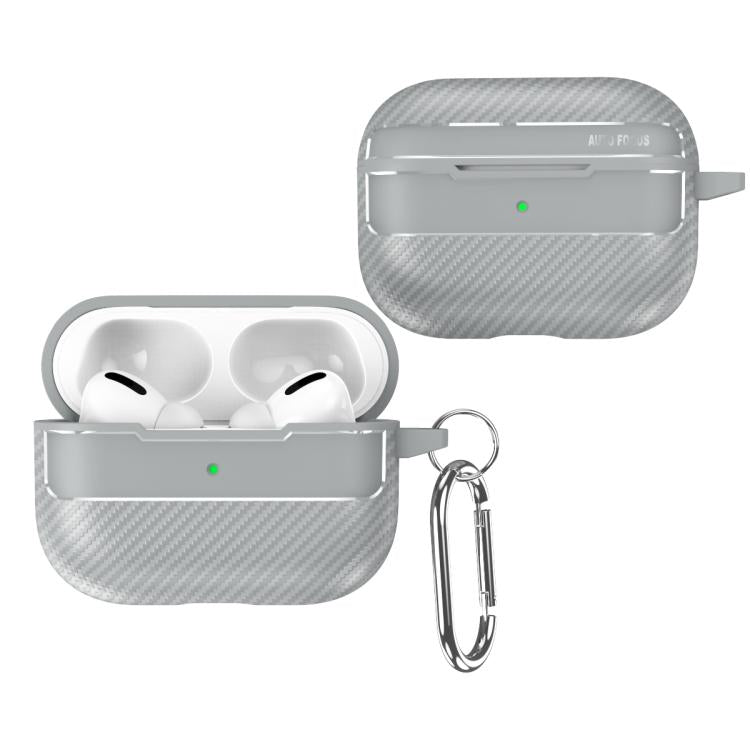 For AirPods Pro 3 Carbon Fiber Texture Bluetooth Earphone Protective Case(Grey) - For AirPods Pro 3 by buy2fix | Online Shopping UK | buy2fix