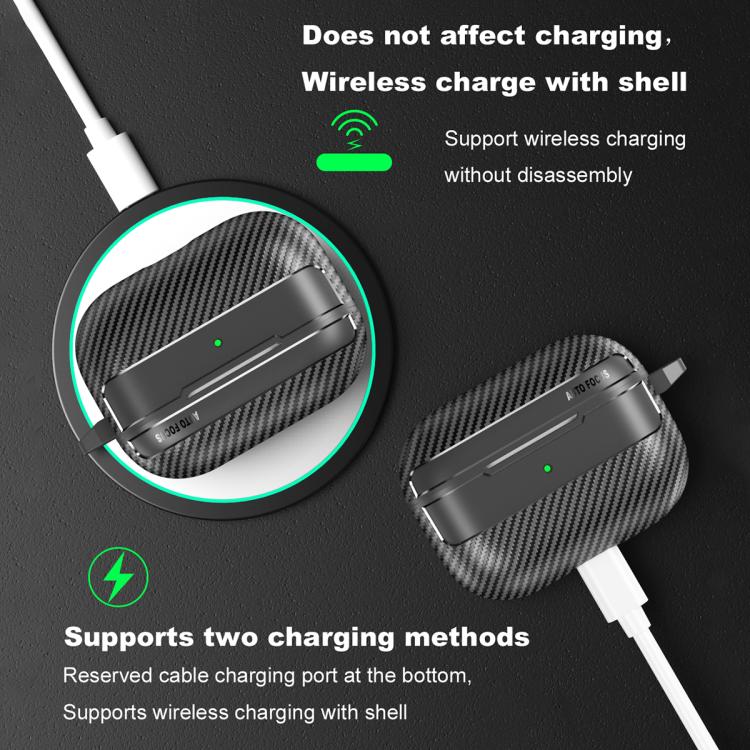 For AirPods Pro 3 Carbon Fiber Texture Bluetooth Earphone Protective Case(Grey) - For AirPods Pro 3 by buy2fix | Online Shopping UK | buy2fix