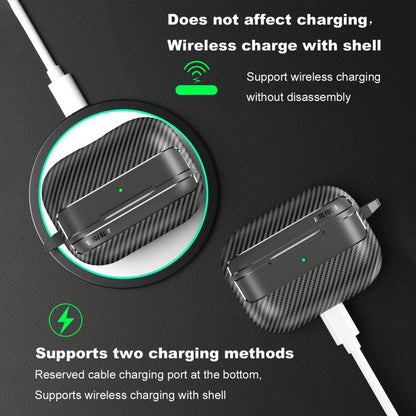 For AirPods Pro 3 Carbon Fiber Texture Bluetooth Earphone Protective Case(Grey) - For AirPods Pro 3 by buy2fix | Online Shopping UK | buy2fix