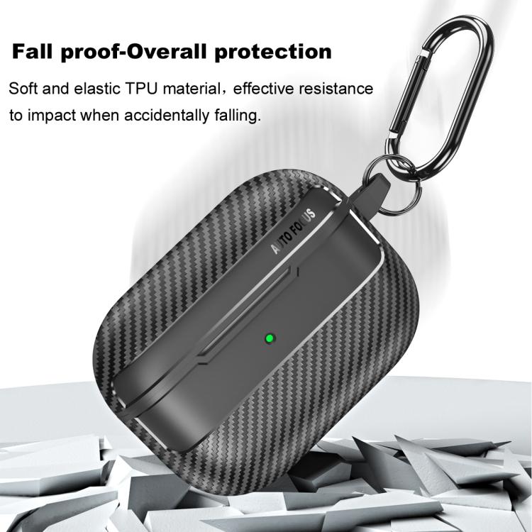 For AirPods Pro 3 Carbon Fiber Texture Bluetooth Earphone Protective Case(Grey) - For AirPods Pro 3 by buy2fix | Online Shopping UK | buy2fix
