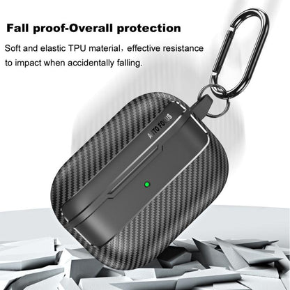 For AirPods Pro 3 Carbon Fiber Texture Bluetooth Earphone Protective Case(Grey) - For AirPods Pro 3 by buy2fix | Online Shopping UK | buy2fix