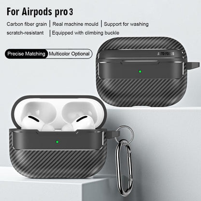 For AirPods Pro 3 Carbon Fiber Texture Bluetooth Earphone Protective Case(Grey) - For AirPods Pro 3 by buy2fix | Online Shopping UK | buy2fix