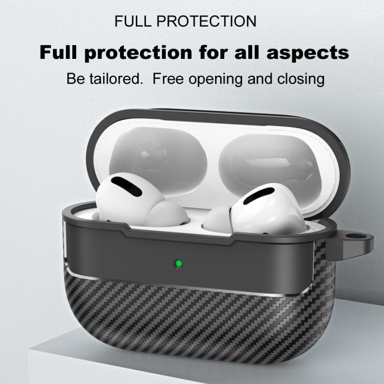 For AirPods Pro 3 Carbon Fiber Texture Bluetooth Earphone Protective Case(Grey) - For AirPods Pro 3 by buy2fix | Online Shopping UK | buy2fix