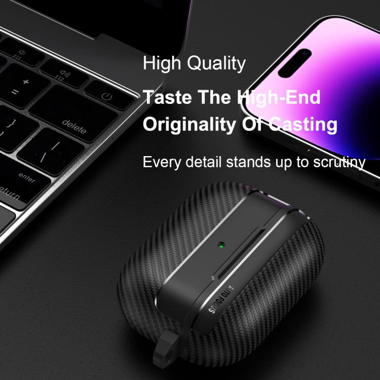 For AirPods Pro 3 Carbon Fiber Texture Bluetooth Earphone Protective Case(Grey) - For AirPods Pro 3 by buy2fix | Online Shopping UK | buy2fix
