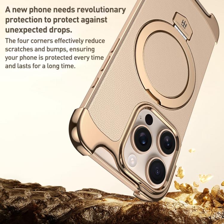 For iPhone Air Borderless MagSafe Ring Holder Plain Leather Phone Case(Black) - iPhone Air Cases by buy2fix | Online Shopping UK | buy2fix