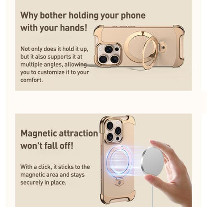 For iPhone Air Borderless MagSafe Ring Holder Plain Leather Phone Case(Gold) - iPhone Air Cases by buy2fix | Online Shopping UK | buy2fix