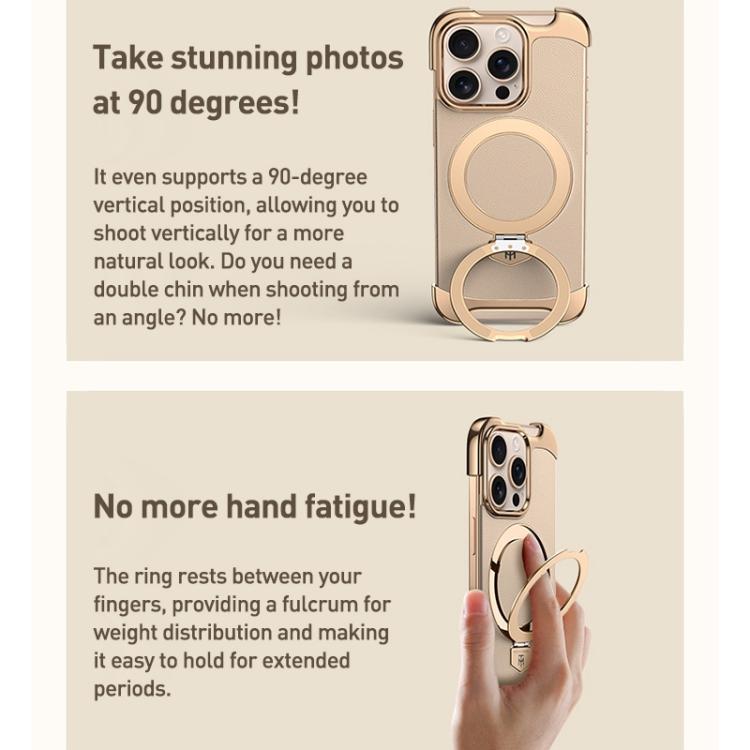 For iPhone Air Borderless MagSafe Ring Holder Plain Leather Phone Case(Gold) - iPhone Air Cases by buy2fix | Online Shopping UK | buy2fix