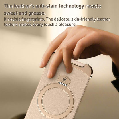 For iPhone Air Borderless MagSafe Ring Holder Plain Leather Phone Case(White) - iPhone Air Cases by buy2fix | Online Shopping UK | buy2fix