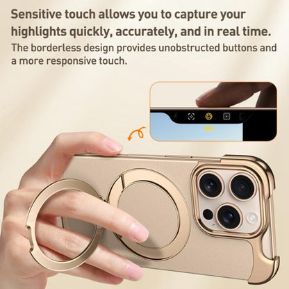 For iPhone Air Borderless MagSafe Ring Holder Plain Leather Phone Case(White) - iPhone Air Cases by buy2fix | Online Shopping UK | buy2fix