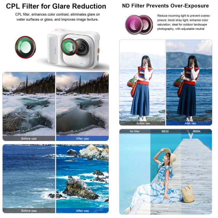For Insta360 GO Ultra STARTRC Camera Lens Filter, Filter:4 in 1 ND32/64 UV CPL - Len Accessories by STARTRC | Online Shopping UK | buy2fix
