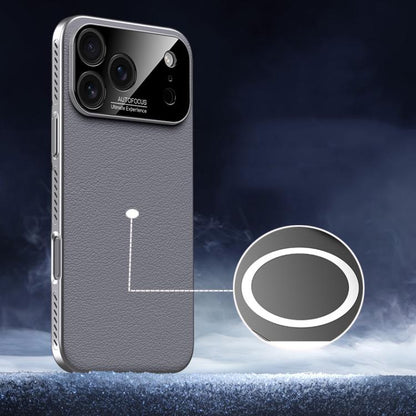 For iPhone 17 Pro Max Soft Armor MagSafe Cooling Plain Leather Hybrid PC Phone Case(Grey) - iPhone 17 Pro Max Cases by buy2fix | Online Shopping UK | buy2fix
