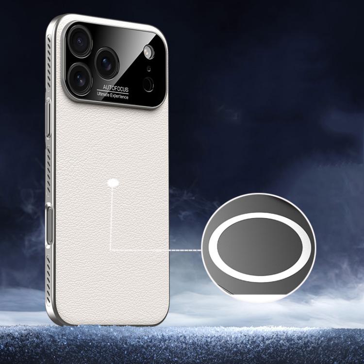 For iPhone 17 Pro Max Soft Armor MagSafe Cooling Plain Leather Hybrid PC Phone Case(White) - iPhone 17 Pro Max Cases by buy2fix | Online Shopping UK | buy2fix