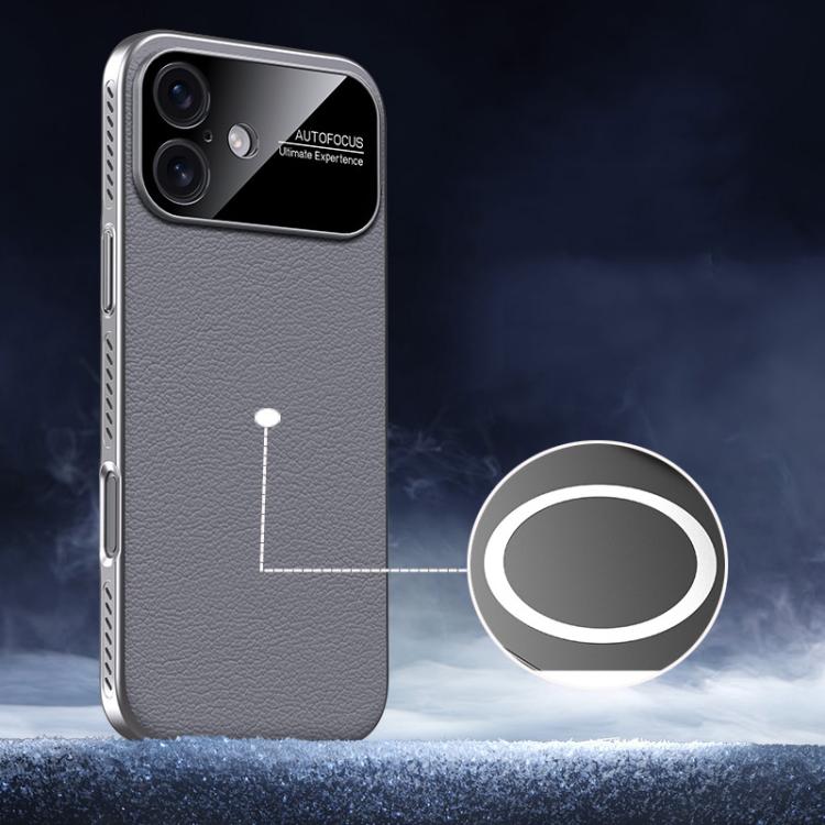 For iPhone 17 Soft Armor MagSafe Cooling Plain Leather Hybrid PC Phone Case(Grey) - iPhone 17 Cases by buy2fix | Online Shopping UK | buy2fix