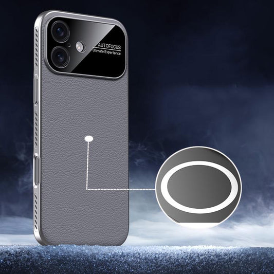 For iPhone 17 Soft Armor MagSafe Cooling Plain Leather Hybrid PC Phone Case(Grey) - iPhone 17 Cases by buy2fix | Online Shopping UK | buy2fix