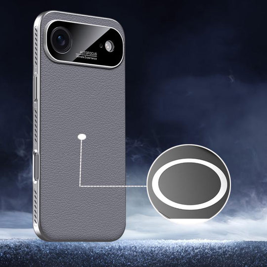 For iPhone Air Soft Armor MagSafe Cooling Plain Leather Hybrid PC Phone Case(Grey)