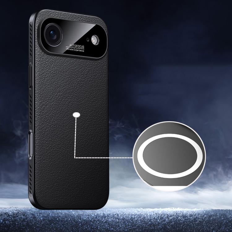 For iPhone Air Soft Armor MagSafe Cooling Plain Leather Hybrid PC Phone Case(Black) - iPhone Air Cases by buy2fix | Online Shopping UK | buy2fix