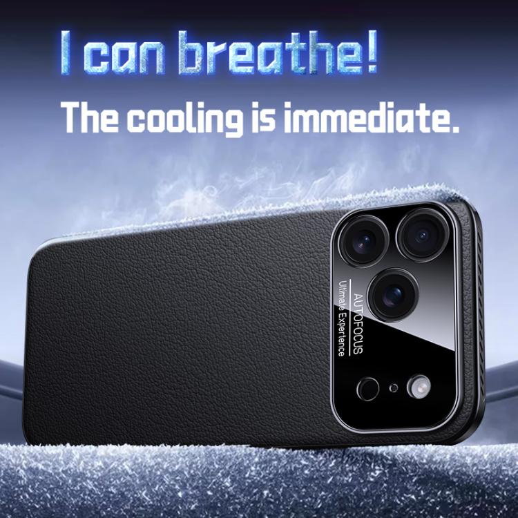 For iPhone 17 Soft Armor MagSafe Cooling Plain Leather Hybrid PC Phone Case(Black) - iPhone 17 Cases by buy2fix | Online Shopping UK | buy2fix