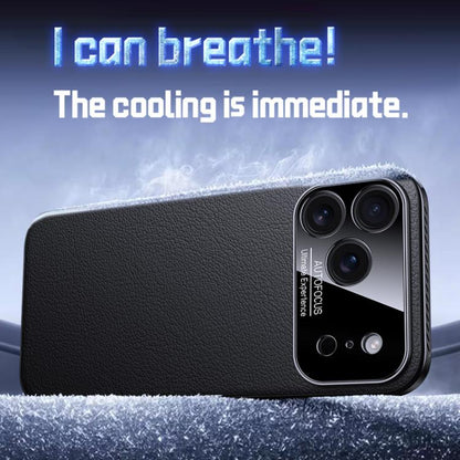 For iPhone 17 Soft Armor MagSafe Cooling Plain Leather Hybrid PC Phone Case(Brown) - iPhone 17 Cases by buy2fix | Online Shopping UK | buy2fix