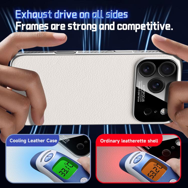 For iPhone 17 Pro Max Soft Armor MagSafe Cooling Plain Leather Hybrid PC Phone Case(Grey) - iPhone 17 Pro Max Cases by buy2fix | Online Shopping UK | buy2fix