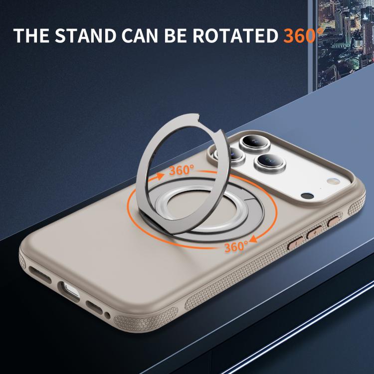 For iPhone 17 Pro Max Gear Holder C MagSafe Phone Case(Beige Gray) - iPhone 17 Pro Max Cases by buy2fix | Online Shopping UK | buy2fix