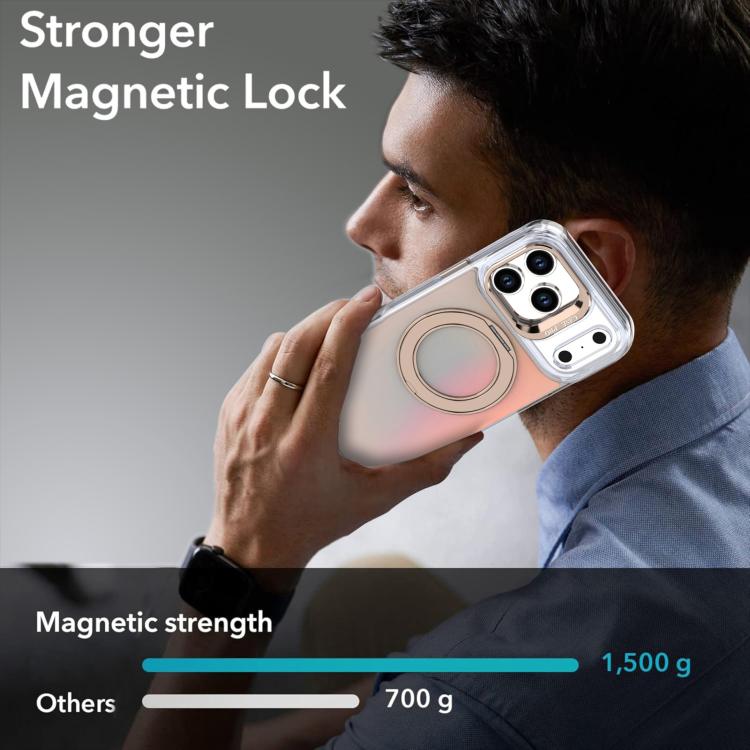 For iPhone 17 Pro Max Gradient Discolor Rotating Holder Lens Kickstand Magsafe Phone Case(Orange) - iPhone 17 Pro Max Cases by buy2fix | Online Shopping UK | buy2fix