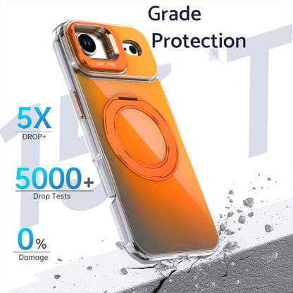 For iPhone 17 Air Gradient Discolor Rotating Holder Lens Kickstand Magsafe Phone Case(Desert Gold) - iPhone Air Cases by buy2fix | Online Shopping UK | buy2fix