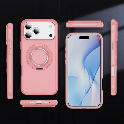 For iPhone 17 Pro Max Skin Feel Translucent PC Gear Holder C MagSafe Phone Case(Bright Pink + Pink) - iPhone 17 Pro Max Cases by buy2fix | Online Shopping UK | buy2fix
