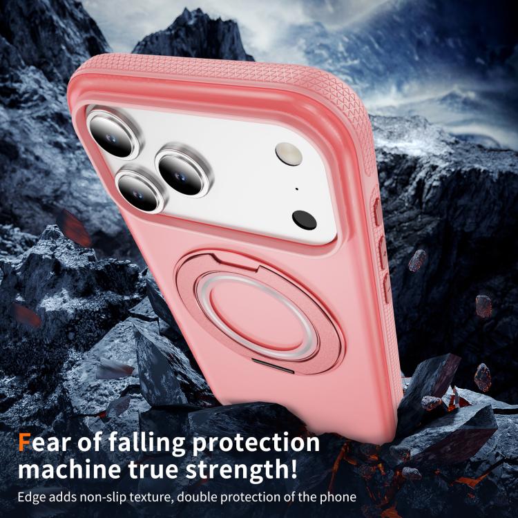 For iPhone 17 Pro Max Skin Feel Translucent PC Gear Holder C MagSafe Phone Case(Bright Pink + Pink) - iPhone 17 Pro Max Cases by buy2fix | Online Shopping UK | buy2fix