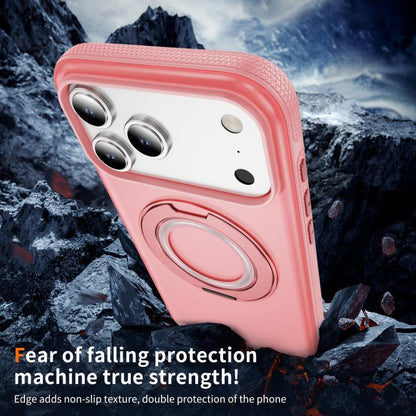 For iPhone 17 Pro Max Skin Feel Translucent PC Gear Holder C MagSafe Phone Case(Bright Pink + Pink) - iPhone 17 Pro Max Cases by buy2fix | Online Shopping UK | buy2fix