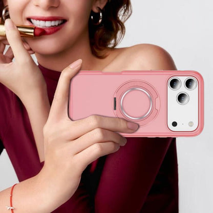 For iPhone 17 Pro Max Skin Feel Translucent PC Gear Holder C MagSafe Phone Case(Bright Pink + Pink) - iPhone 17 Pro Max Cases by buy2fix | Online Shopping UK | buy2fix