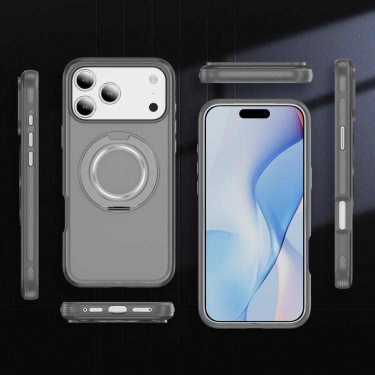 For iPhone 17 Pro Max Skin Feel Translucent PC Gear Holder C MagSafe Phone Case(Bright Grey+Grey) - iPhone 17 Pro Max Cases by buy2fix | Online Shopping UK | buy2fix