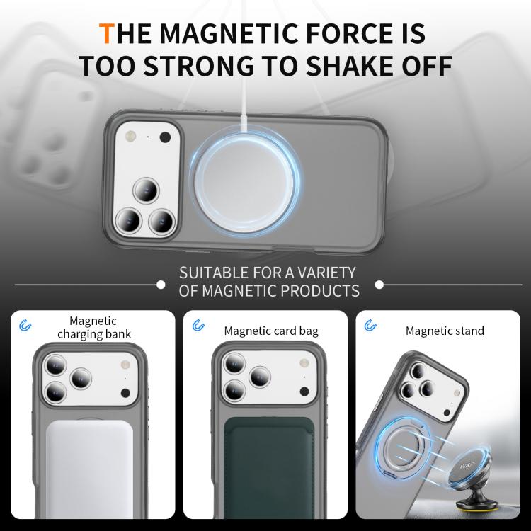 For iPhone 17 Pro Max Skin Feel Translucent PC Gear Holder C MagSafe Phone Case(Bright Grey+Grey) - iPhone 17 Pro Max Cases by buy2fix | Online Shopping UK | buy2fix