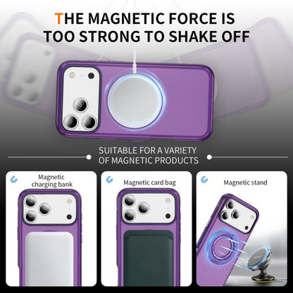 For iPhone 17 Pro Max Skin Feel Translucent PC Gear Holder C MagSafe Phone Case(Bright Purple + Purple) - iPhone 17 Pro Max Cases by buy2fix | Online Shopping UK | buy2fix