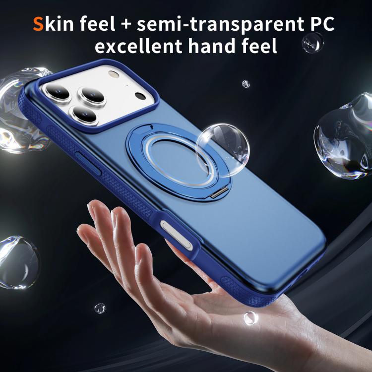 For iPhone 17 Pro Max Skin Feel Translucent PC Gear Holder C MagSafe Phone Case(Transparent Blue + Royal Blue) - iPhone 17 Pro Max Cases by buy2fix | Online Shopping UK | buy2fix