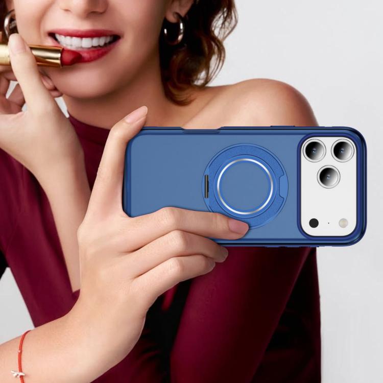 For iPhone 17 Pro Max Skin Feel Translucent PC Gear Holder C MagSafe Phone Case(Transparent Blue + Royal Blue) - iPhone 17 Pro Max Cases by buy2fix | Online Shopping UK | buy2fix