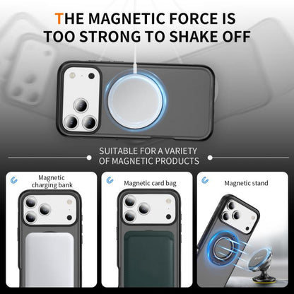 For iPhone 17 Pro Skin Feel Translucent PC Gear Holder C MagSafe Phone Case(Bright Grey + Black) - iPhone 17 Pro Cases by buy2fix | Online Shopping UK | buy2fix