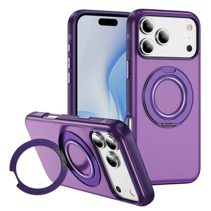 For iPhone 17 Pro Skin Feel Translucent PC Gear Holder C MagSafe Phone Case(Bright Purple + Purple) - iPhone 17 Pro Cases by buy2fix | Online Shopping UK | buy2fix