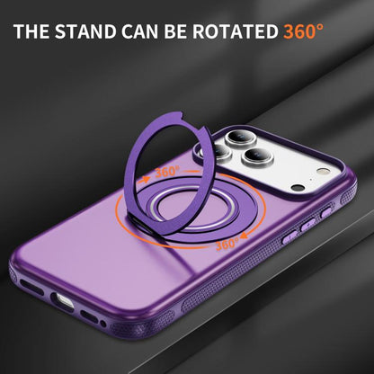 For iPhone 17 Pro Skin Feel Translucent PC Gear Holder C MagSafe Phone Case(Bright Purple + Purple) - iPhone 17 Pro Cases by buy2fix | Online Shopping UK | buy2fix