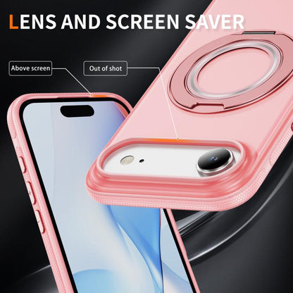 For iPhone Air Skin Feel Translucent PC Gear Holder C MagSafe Phone Case(Bright Pink + Pink) - iPhone Air Cases by buy2fix | Online Shopping UK | buy2fix
