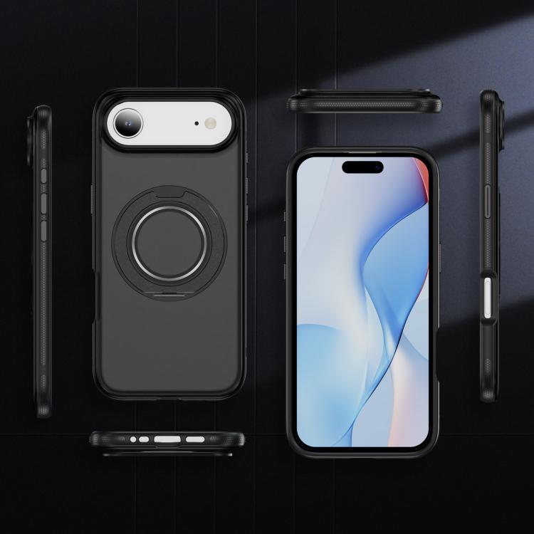 For iPhone Air Skin Feel Translucent PC Gear Holder C MagSafe Phone Case(Bright Grey + Black) - iPhone Air Cases by buy2fix | Online Shopping UK | buy2fix