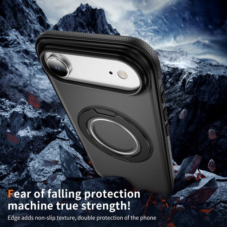 For iPhone Air Skin Feel Translucent PC Gear Holder C MagSafe Phone Case(Bright Grey + Black) - iPhone Air Cases by buy2fix | Online Shopping UK | buy2fix