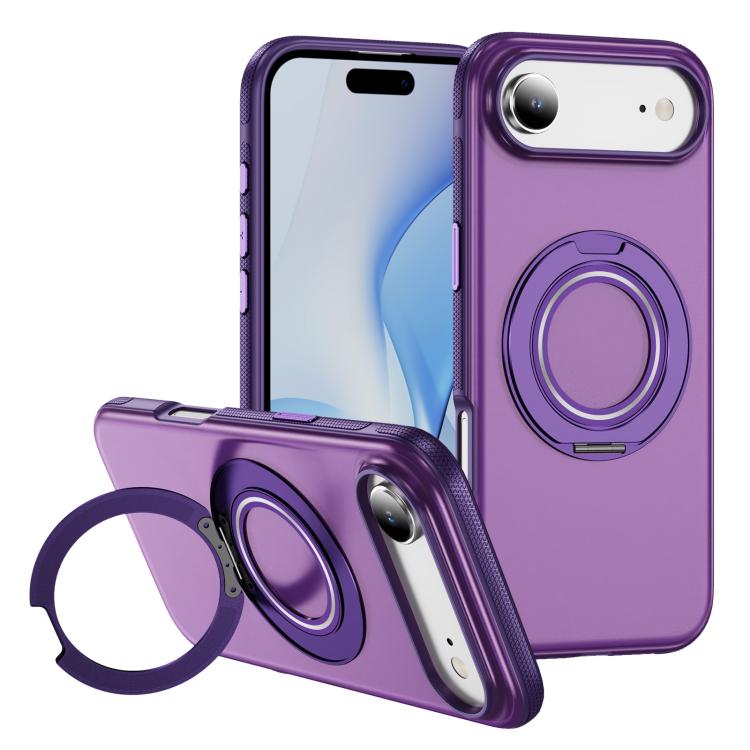 For iPhone Air Skin Feel Translucent PC Gear Holder C MagSafe Phone Case(Bright Purple + Purple) - iPhone Air Cases by buy2fix | Online Shopping UK | buy2fix