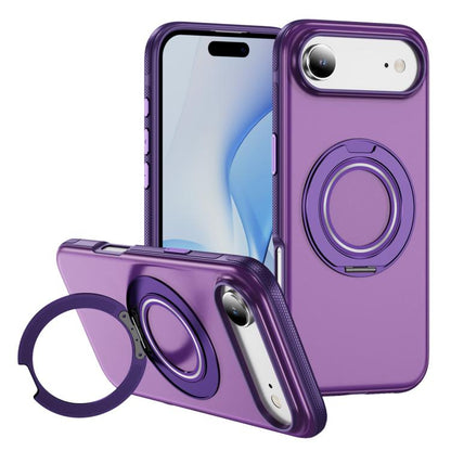 For iPhone Air Skin Feel Translucent PC Gear Holder C MagSafe Phone Case(Bright Purple + Purple) - iPhone Air Cases by buy2fix | Online Shopping UK | buy2fix