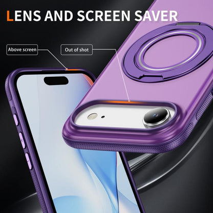 For iPhone Air Skin Feel Translucent PC Gear Holder C MagSafe Phone Case(Bright Purple + Purple) - iPhone Air Cases by buy2fix | Online Shopping UK | buy2fix