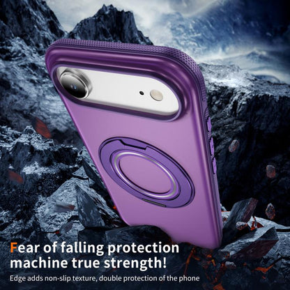 For iPhone Air Skin Feel Translucent PC Gear Holder C MagSafe Phone Case(Bright Purple + Purple) - iPhone Air Cases by buy2fix | Online Shopping UK | buy2fix