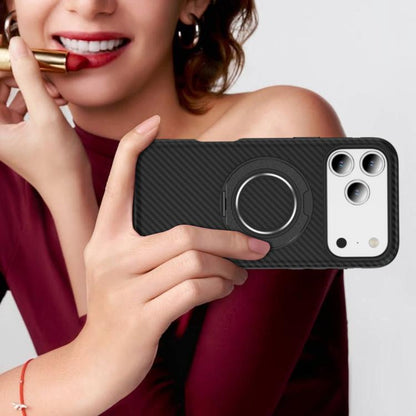 For iPhone 17 Pro Max Carbon Fiber Gear Holder C Type MagSafe Phone Case(Black) - iPhone 17 Pro Max Cases by buy2fix | Online Shopping UK | buy2fix